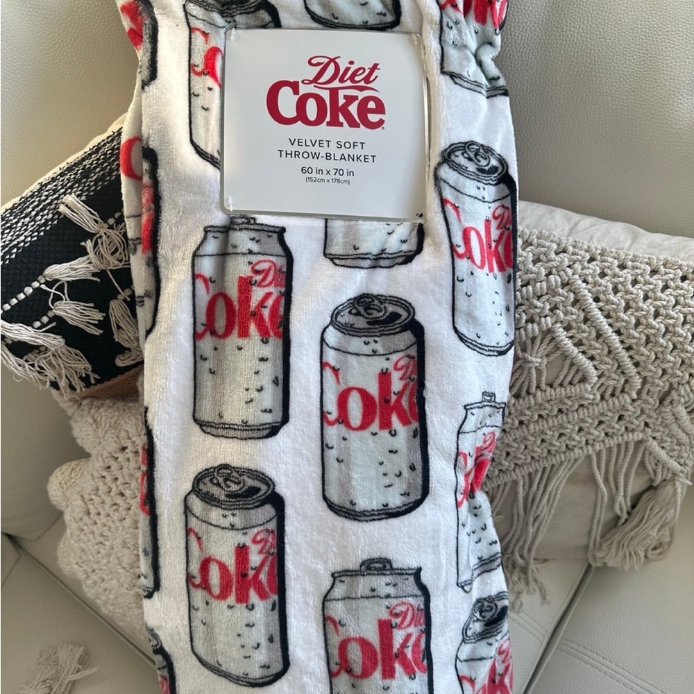 Velvet Soft Throw Blanket - White and Red Soda Can Design